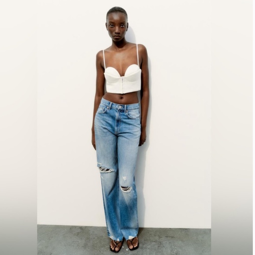 Brand new Zara White Ribbed Bustier crop Top!! - Picture 3 of 7